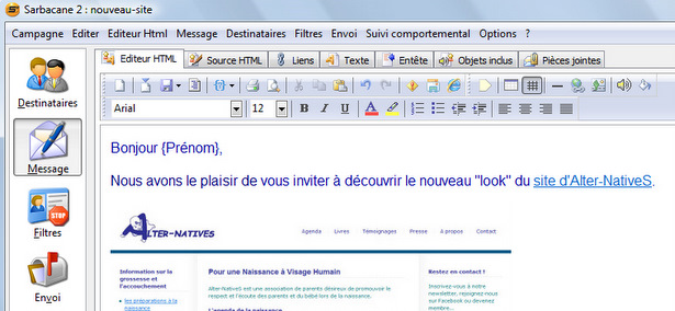 Création d'une campagne d'e-mailing avec Sarbacane