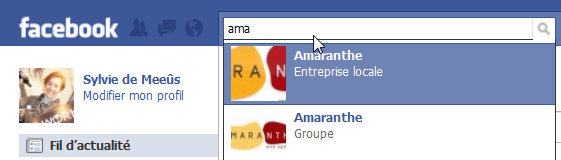 Page officielle d'entreprise sur Facebook