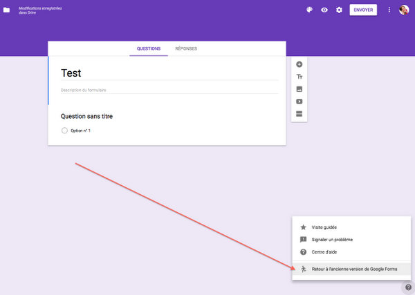 Revenir à l'ancienne interface de Google Forms