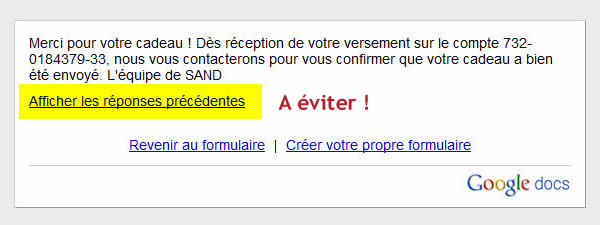 Formulaire créé avec Google Docs : voir les autres réponses