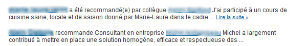 Recommandations LinkedIn dans le weekly update