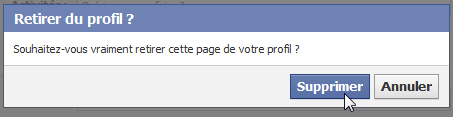 Supprimer une page du profil