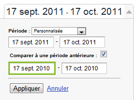 Comparaison avec même mois de l'année précédente