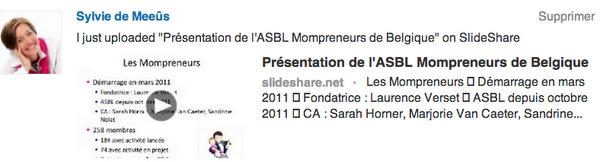 Publication d'un statut par SlideShare