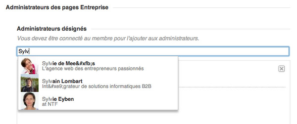 Gestion partagée de la page LinkedIn