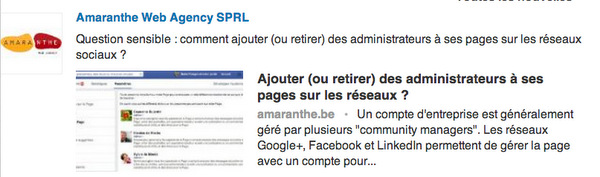 Publication d'un lien sur les réseaux sociaux