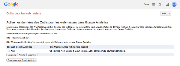 Associer Google Webmaster Tools et Google Analytics