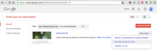 Associer Google Webmaster Tools et Google Analytics
