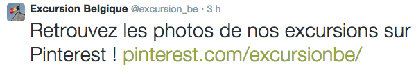 Promotion du compte Pinterest sur Twitter