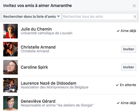 Inviter ses amis Facebook à aimer sa page