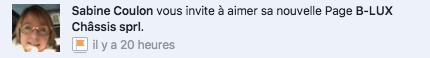 Notification Facebook invitation à aimer une page