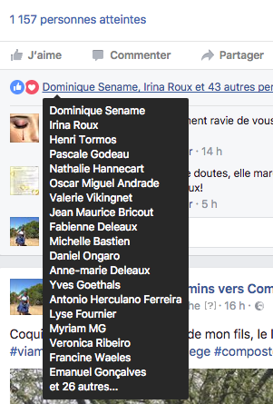 Beaucoup de réactions à une publication de page