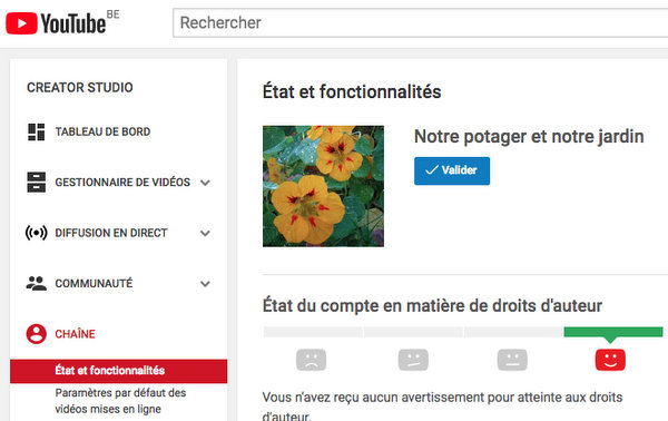 Valider Compte YouTube