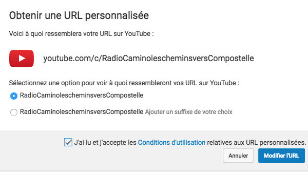 YouTube URL personnalisée