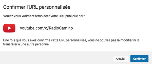 URL personnalisée chaîne YouTube