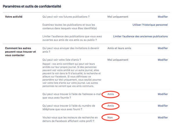 Confidentialité maximale d'un profil Facebook